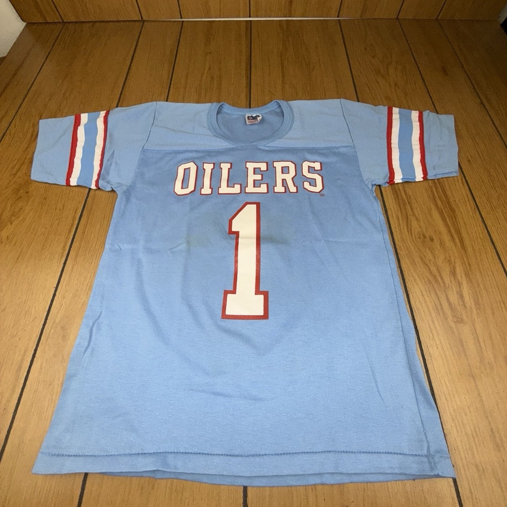 Houston Oilers Blue Vintage Rawlings Moon Jersey Size‎ Adult M